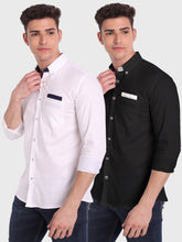 Mens Casual Full Sleeve Silver Button Shirt (Pack 2)